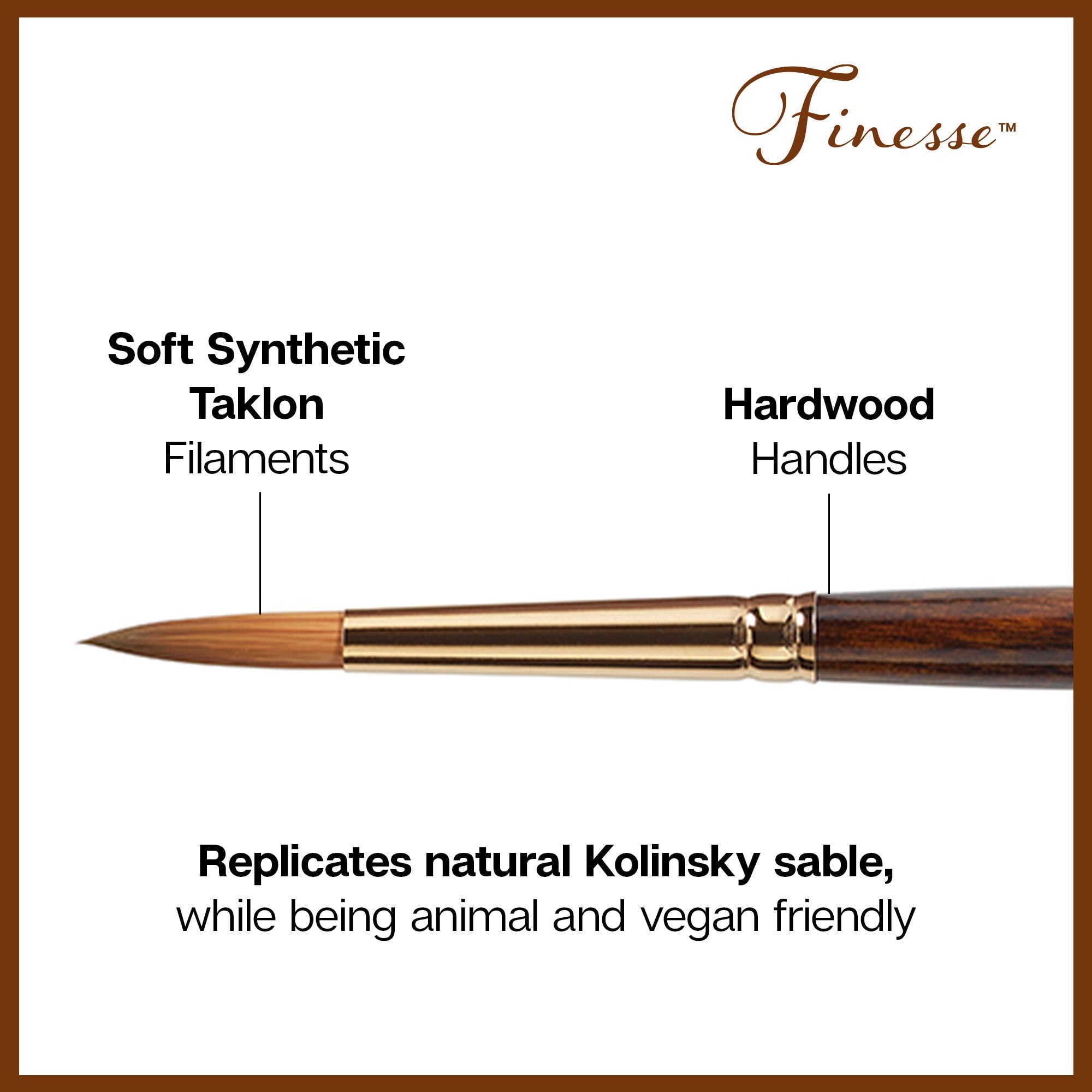 Finesse&trade; 8800 Dagger Brush Kolinsky Sable Synthetic Blend, Set of 4