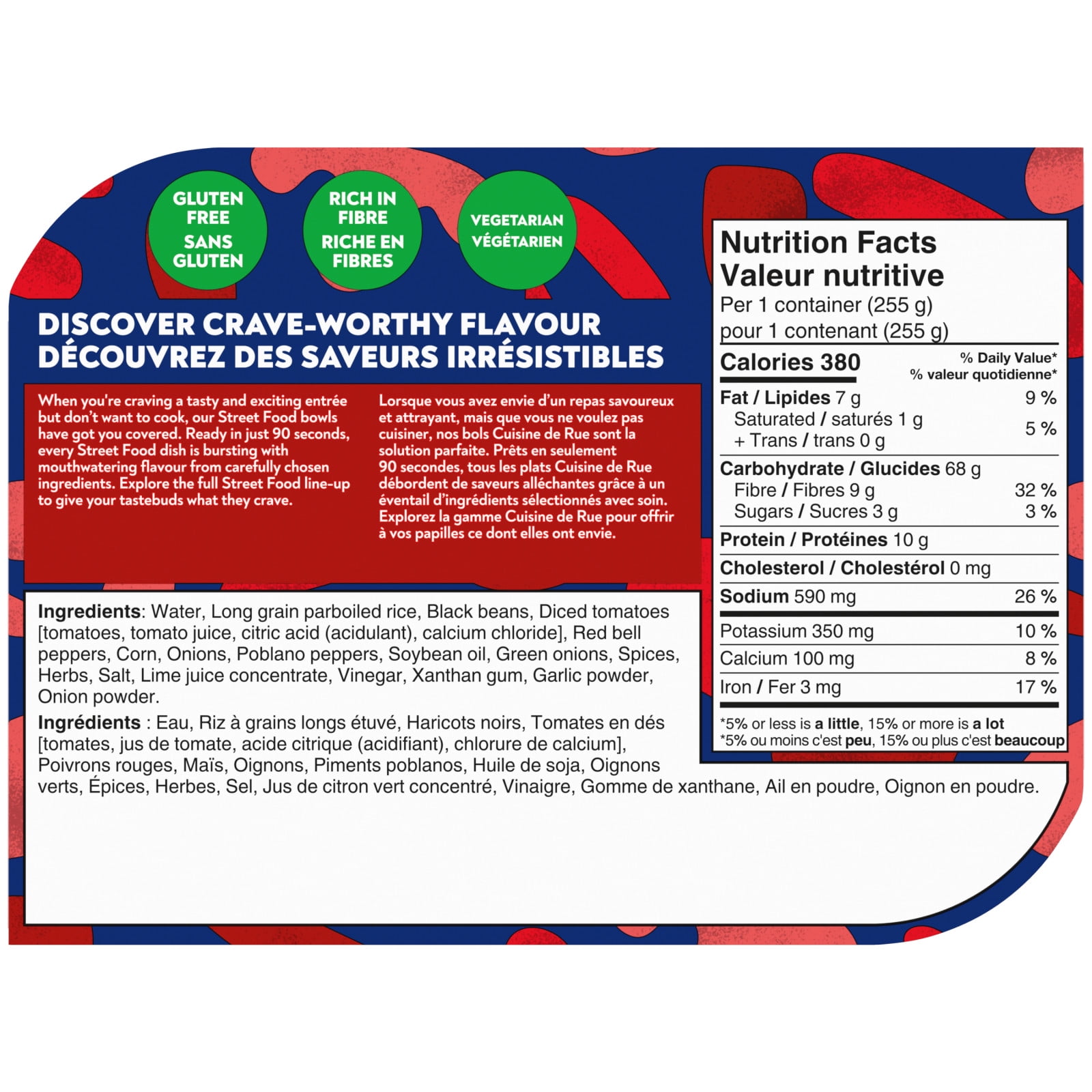 BEN'S ORIGINAL Cuisine de Rue Bol Burrito avec Haricots Rouges et Riz, Plat Préparé, au Micro-ondes en 90 Secondes, 255 g