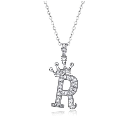 DESIGNICE 2026 New Initial Necklaces for Women Sparkling Brilliance Gold Necklace for Women Moissanite Decoration Letter Necklace for Women for Daily Party Gift Silver Styler
