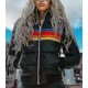 thumbnail image 2 of Womens Rainbow Zip-up Winter Down Casual Striped Hooded Puffer Coat, 2 of 4