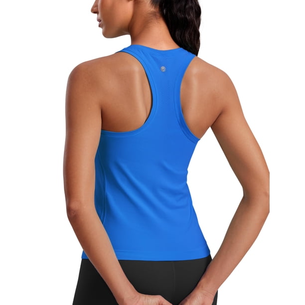 Remera CRZ YOGA sin costuras, espalda nadadora, sin mangas, azul brillante XXS