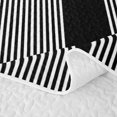 thumbnail image 5 of Castle Fairy Tribal Thin Vertical Stripe Twin Quilt Set 2 Pieces,Minimalism Wide Band Twin Coverlet Set,Black White,1 Bedspread and 1 Pillowcase, 5 of 7