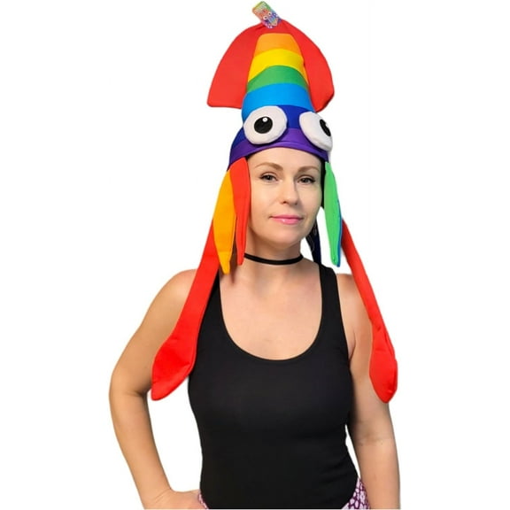 Rainbow Color Squid Hat (Adult Size) Halloween Costume Party Sea Animal