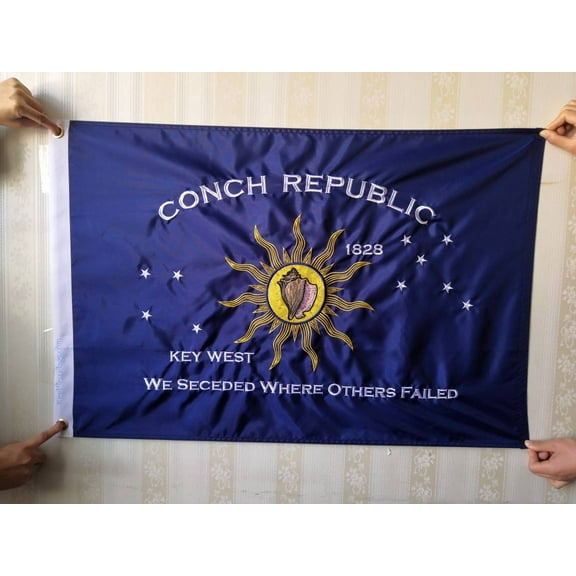 "We Seceded Where Others Failed"  2 ft. x 3 ft. Embroidered Key West Conch Republic Single-Sided Heavy Duty 300D Nylon Flag