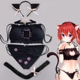 thumbnail image 3 of Conjunto de lencería para mujer Gatito Ojo de cerradura Lindo traje sexy Oreja de gato Aro de pelo Cola de gato - Negro, 3 of 5