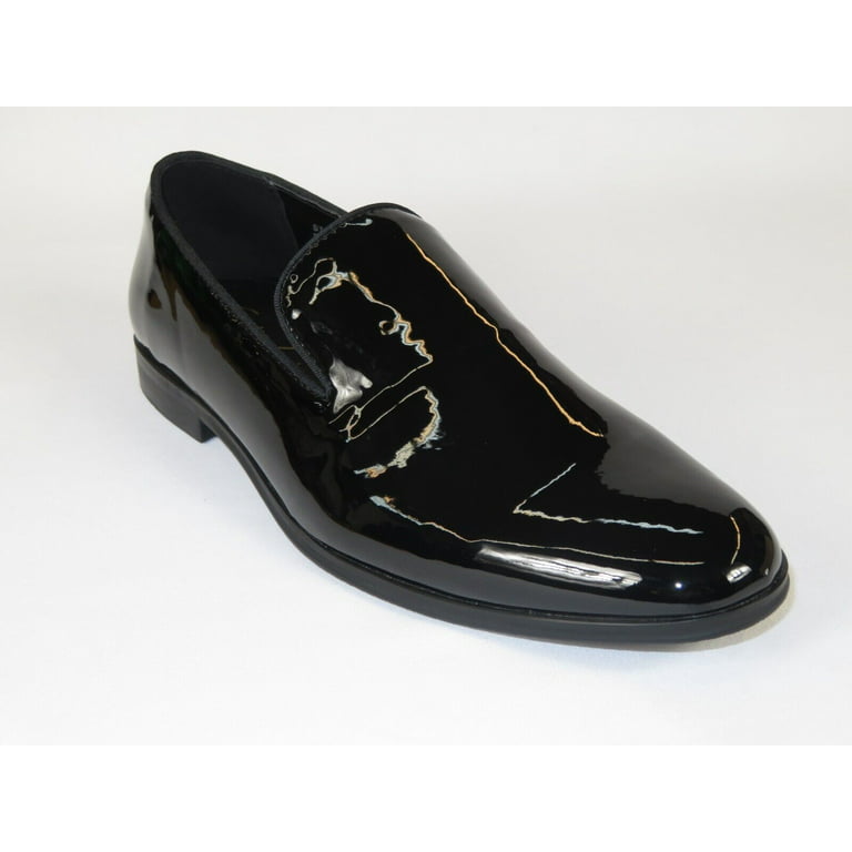 Men Santino Luciano Formal Shoes Patent Leather Shiny Slip on Loafer C350  Black 