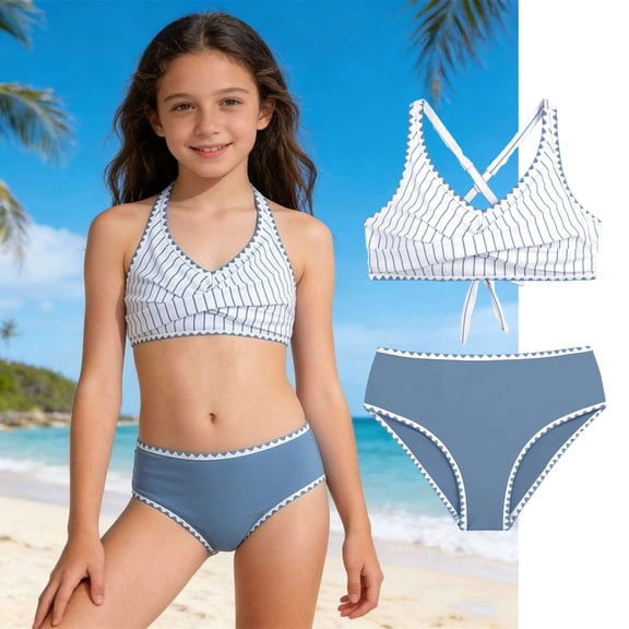 Kids Swimsuit Swimsuit With Shorts Bathing Suit 2 Piece Bikinis Girls Swimsuits Size 9-10 Years