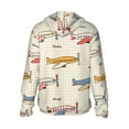 thumbnail image 3 of Uemuo Striped Vintage Planes Pattern Women's Full Zip UPF 50+ Sun Protection Hoodie Jacket Long Sleeve Sun Shirt Hiking Outdoor Performance with Pockets-Large, 3 of 9