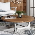 thumbnail image 2 of Safavieh Leo Outdoor Patio 3 Leg Round Coffee Table, Natural, White, 2 of 10