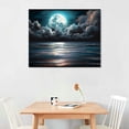 thumbnail image 2 of JEUXUS Wall Art Moon Sea Ocean Landscape Picture Canvas Wall Art Print Paintings Modern Artwork for Living Room Wall Decor and Home Décor Framed Ready to Hang,1inch Thick Frame, 20x16 inch, 2 of 4