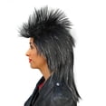 thumbnail image 2 of Rock Star Spiked Black Wig with Silver Tinsel Costume Accessory Hair Punk Adult Teen, 2 of 4