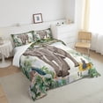thumbnail image 5 of Erosebridal Wild Elephant Bedding Set Queen Tropical Jungle Comforter Set, Green Botanical Plants Duvet Insert Safari Wild Animal Quilt Sets, Wildlife Theme Bedding Comforters & Sets Green Gray White, 5 of 6