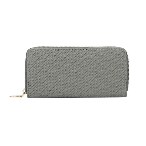 Cartera con cremallera a la moda para mujer, bolso con cremallera Simple trenzado en relieve, bolso para exteriores para mujer