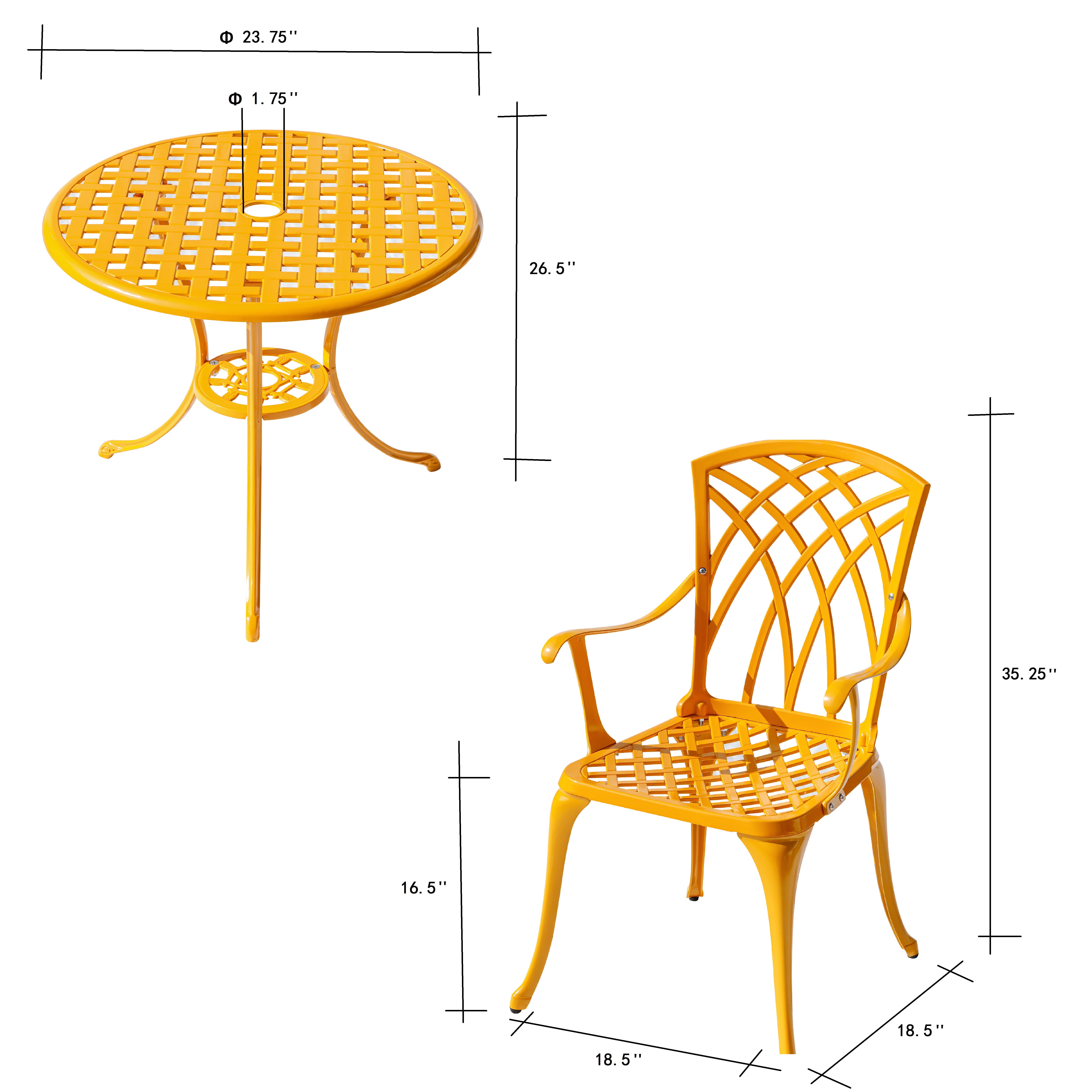 Sunny Retreat- Yellow Cast Aluminium Bistro Set