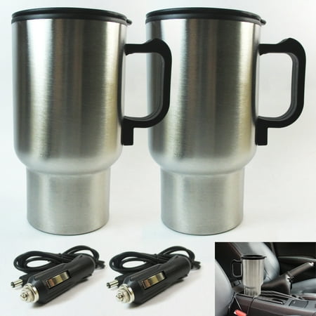 - 2 Travel Heated Mug Auto Car Stainless Steel Portable Cup Coffee Tea Charger 12V