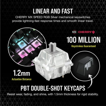 CORSAIR - K65 RGB Mini Wired 60% Mechanical Cherry MX SPEED Linear Switch Gaming Keyboard with PBT Double-Shot Keycaps - Black