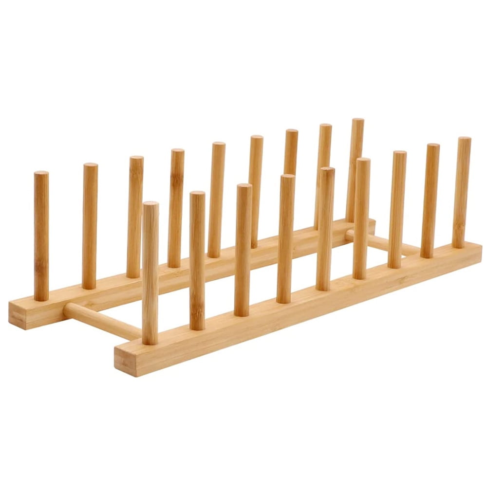 NOGIS 1 Pack Dish Drying Rack Bamboo Dish Rack Pure Natural Bamboo