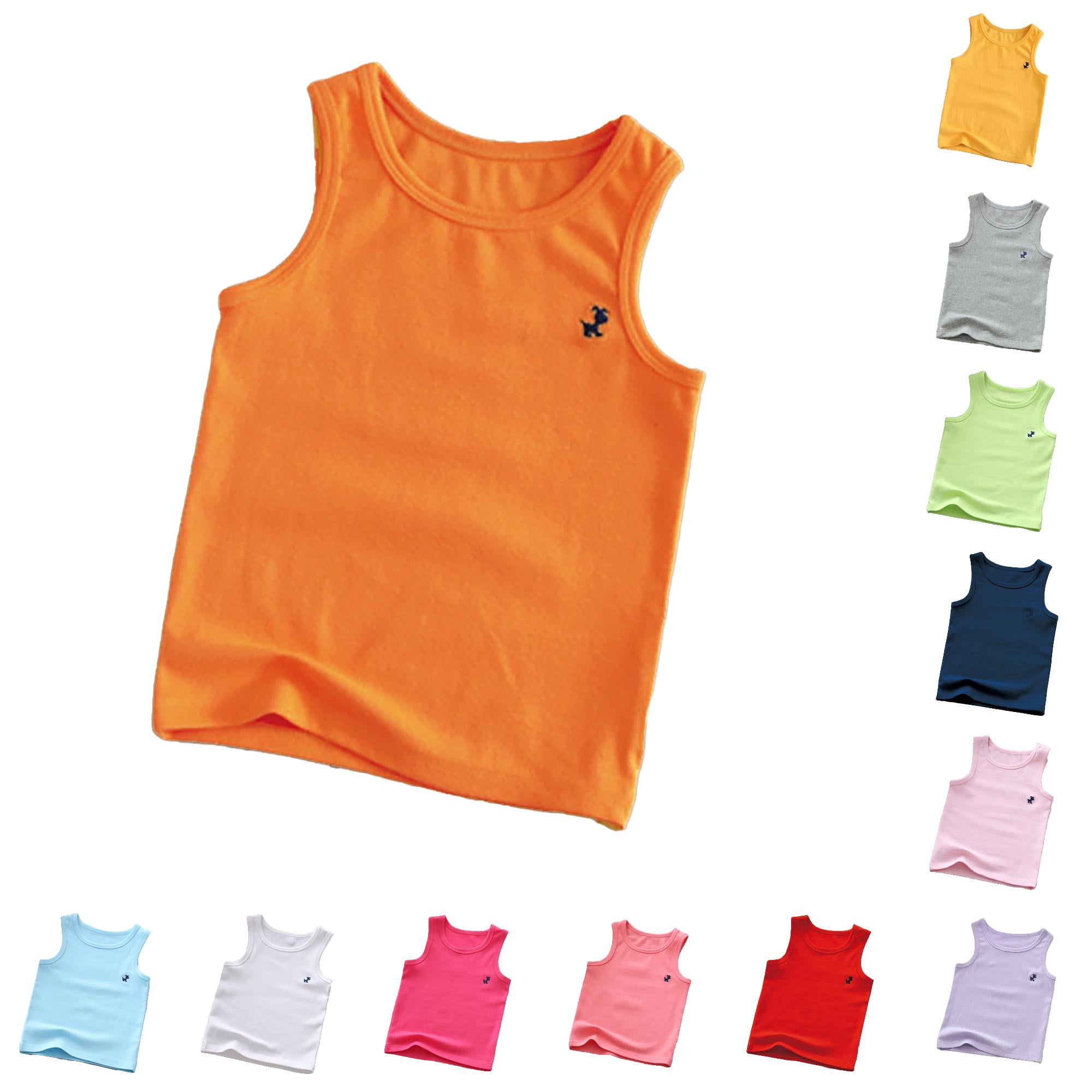 NinXxx Summer Kids Sleeveless Embroidered Puppy Breathable Crewneck Vest Orange 2-3 Years