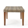 thumbnail image 5 of GDF Studio Savannah Outdoor Wicker and Acacia Wood Ottoman, Mixed Mocha, Natural Brown, 5 of 6