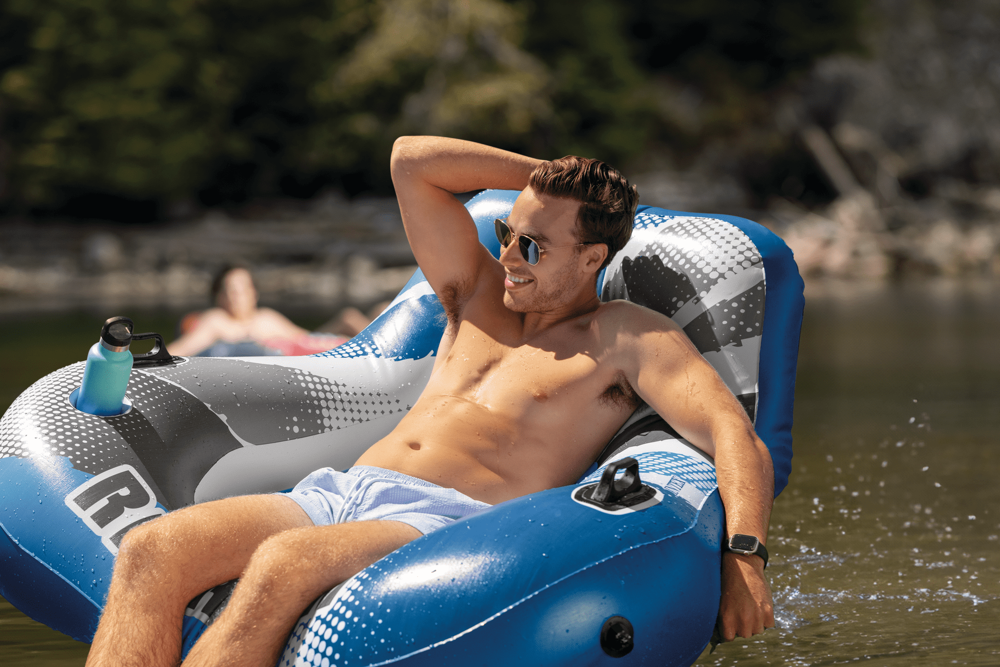 Intex River Run I Wedge - Inflatable Floating Water Lounge with Quick Connects - River Lake Pool