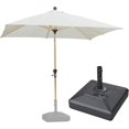 thumbnail image 1 of PURPLE LEAF 6' x 9' Patio Umbrella with Base Market Umbrella Rectangular Outdoor Umbrella with Push Button Tilt & Crank and 8 Ribs Aluminum Table Umbrella for Pool Backyard Beach, Taupe, 1 of 7
