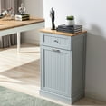 thumbnail image 4 of Yaoping Kitchen Trash Cabinet Tilt Out Free Standing Storage Can, Wood Garbage Recycling Station Hideaway Trash Holder Drawers(Grey-1), 4 of 7