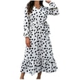 thumbnail image 1 of Vestido hasta el tobillo de otoño con estampado de vendaje de manga larga con cuello en V a la moda para mujer Fridja  NMB5198, 1 of 7