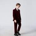 thumbnail image 4 of Wehilion Boys Velvet Blue Suits 5 Piece Slim Fit Dress Suit Set for Wedding, 4 of 8