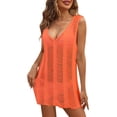 thumbnail image 2 of Conairie Swimsuit Coverup For Womens Sleeveless Loose Crochet Knit Bathing Suits Cover Ups V Neck Summer Bikini Vacation Midi Dress Outfits Orange XL, 2 of 2