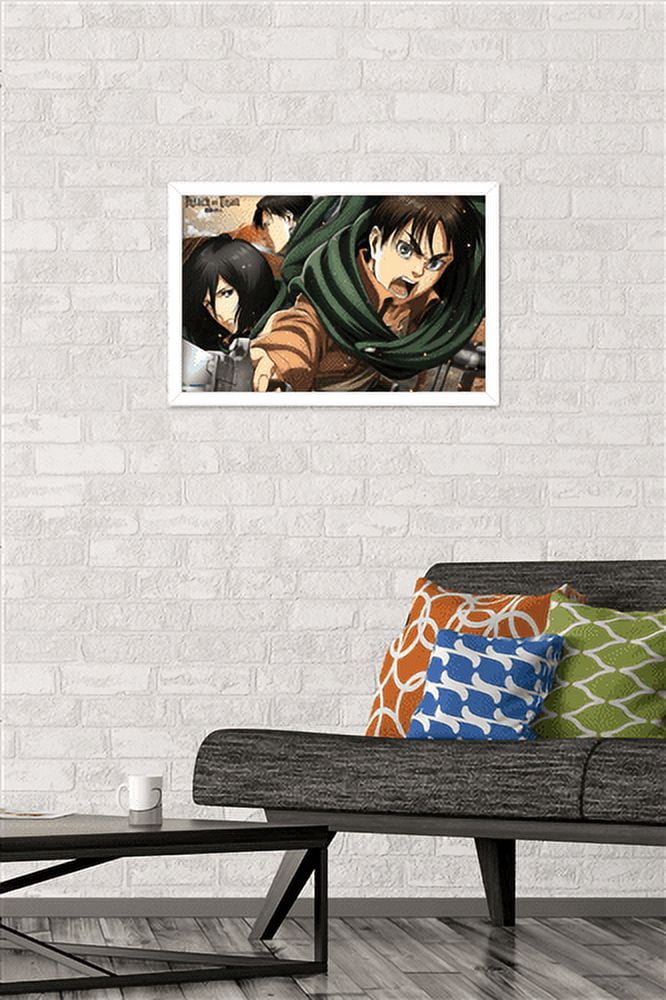Attack on Titan: Season 2 - Intense Wall Poster, 14.725" x 22.375", Framed