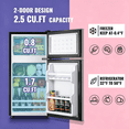 thumbnail image 5 of DEMULLER 2.5 Cu.ft Small Refrigerator with Freezer Mini Fridge for Personal Removable Shelves Black, 5 of 8