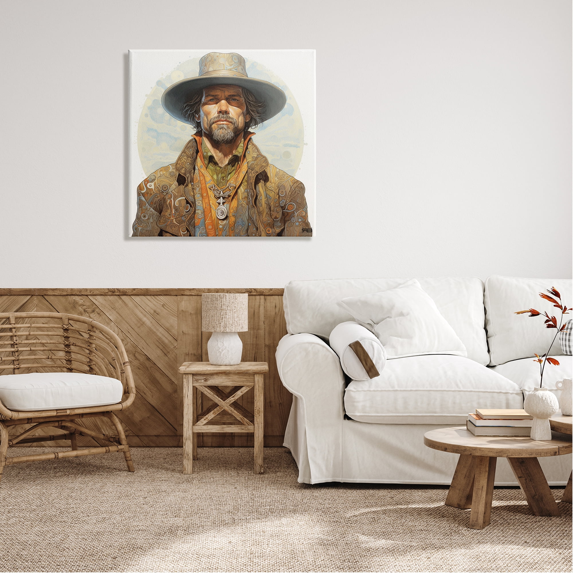 Stupell Industries Cowboy Southwestern Fashion Abstract Painting Gallery Wrapped Canvas Art Print Wall Art, 30 x 30