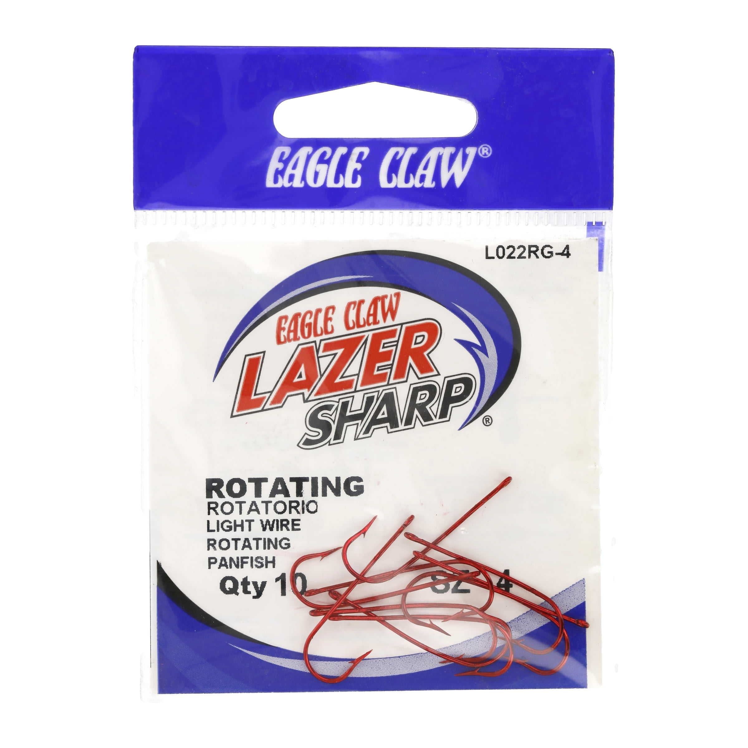 (4 pack) Lazer Sharp L022RGH-4 Aberdeen Hook, Red, Size 4