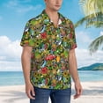 thumbnail image 2 of KLL Men's Hawaiian Shirt Short Sleeve Button Down Beach Shirts-Hawaiian Culture Symbols 1, 2 of 5
