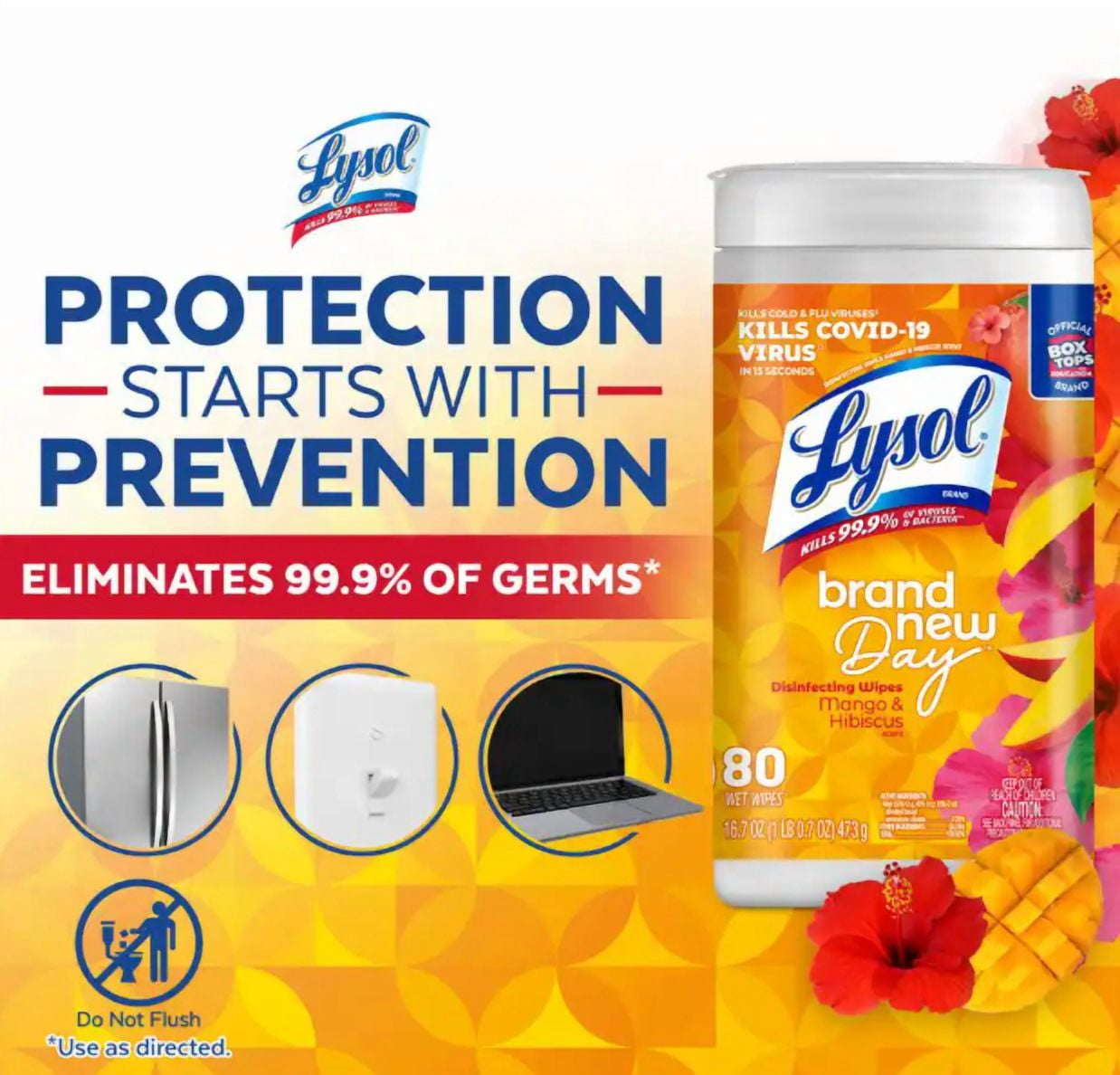 Lysol 80-Count Mango and Hibiscus Disinfecting Wipes (3-Pack)