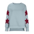 thumbnail image 4 of BangWanChi Crewneck Sweatshirts Women Graphic Fashion Women's Fall Star Long Sleeved Side Slit Pullover Sweatshirt Round Neck Loose Tops, 4 of 5