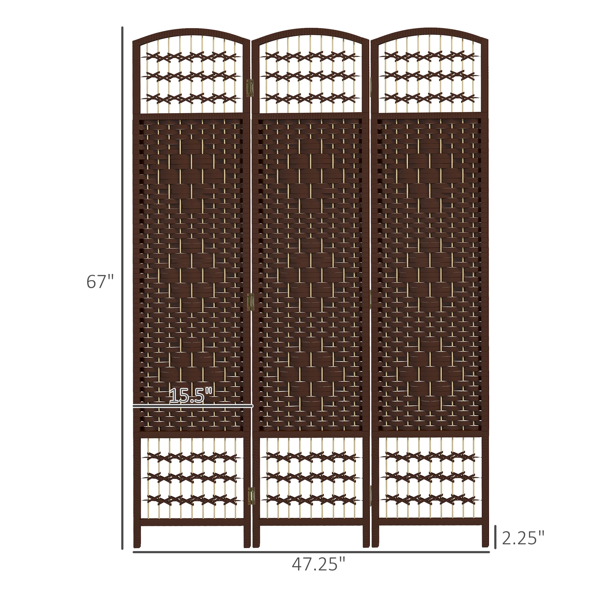 HOMCOM 3 Panel Room Divider, Folding Screen, 5.6', Brown