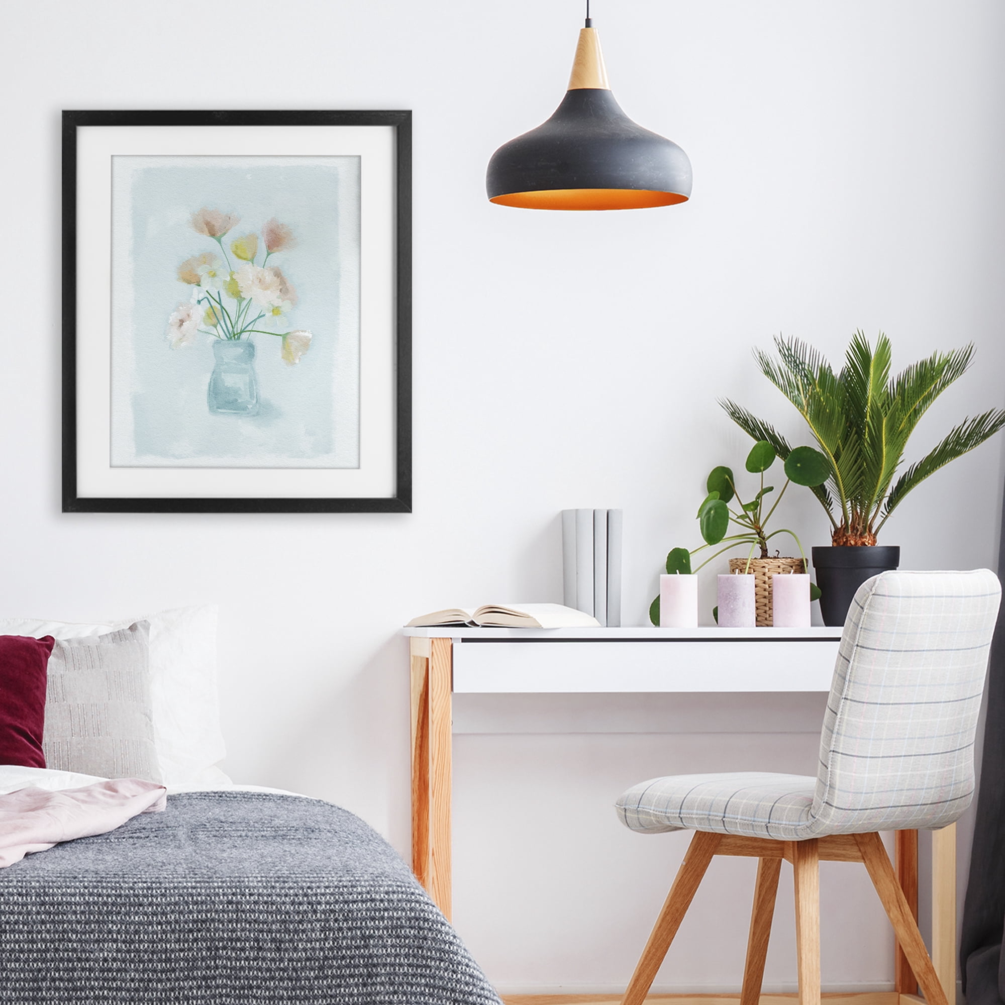 Stupell Industries Pretty Florals in Vase Black Framed Print Under Glass, design by Leah Straatsma