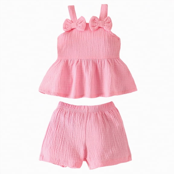 Xyant Infant Baby Girl Clothes Toddler Girl Summer Outfits Sleeveless Solid Color Tank Top Shirt Shorts Set Cute Toddler Clothes for Girls (Pink,2-3 Years)