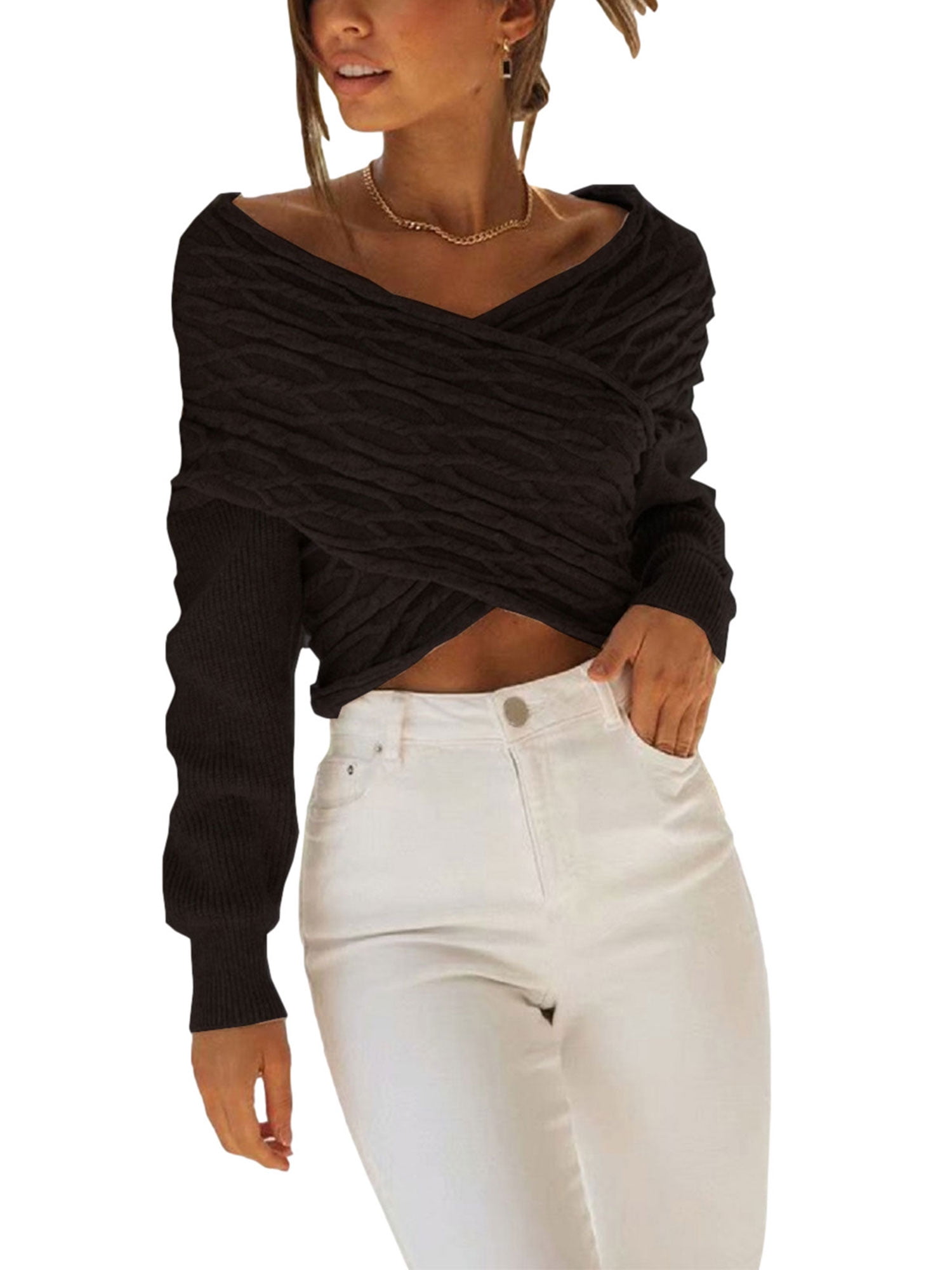 Women V-Neck Criss Cross Twisted Back 