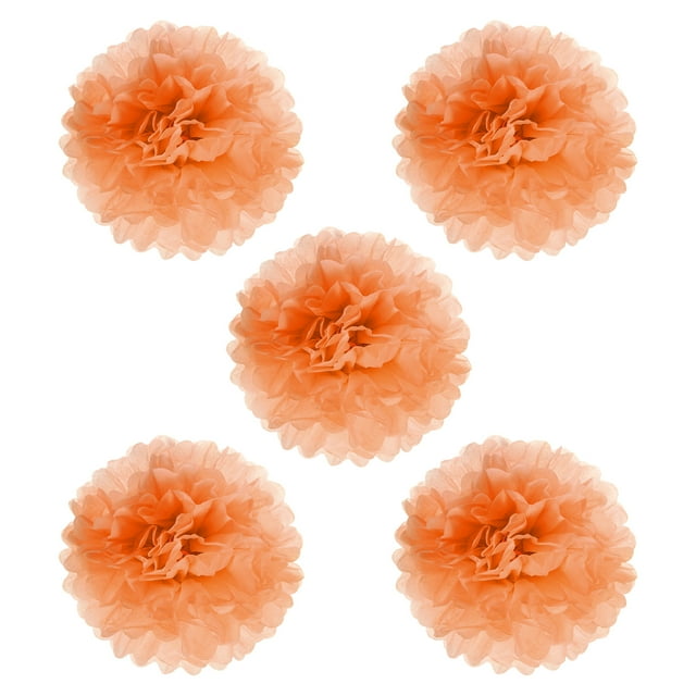 Uxcell 8" Tissue Pom Poms Paper Flowers Ball Wedding Party Decoration, Orange 5 Pack