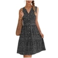 thumbnail image 4 of ClodeEU Women's All Over Print V-Neck Sleeveless Maxi Dress ,Beach Casual Tank Dress with Button-Front Detail Black,Womens Plus XXL, 4 of 6