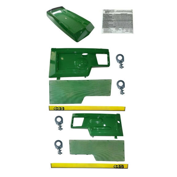Hood, Panel, Sticker, Screen and Panel Retaining Clip Kit AM128986 AM128983 AM128982 Fits John Deere 445 UP SN