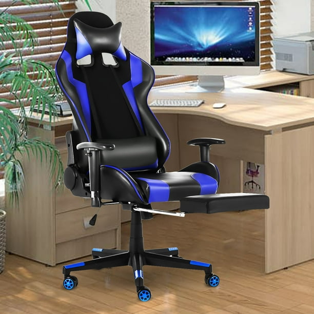 180 Degrees Adjustable Rotatable Armrests High Back Ergonomic Racing Gaming Chair Home Computer Executive Office Reclining Pc Desk With Footrest For Teen Gamer Com Back Ergonomic Racing Gaming Chair, Reclining Computer Chair With Monitor Mount