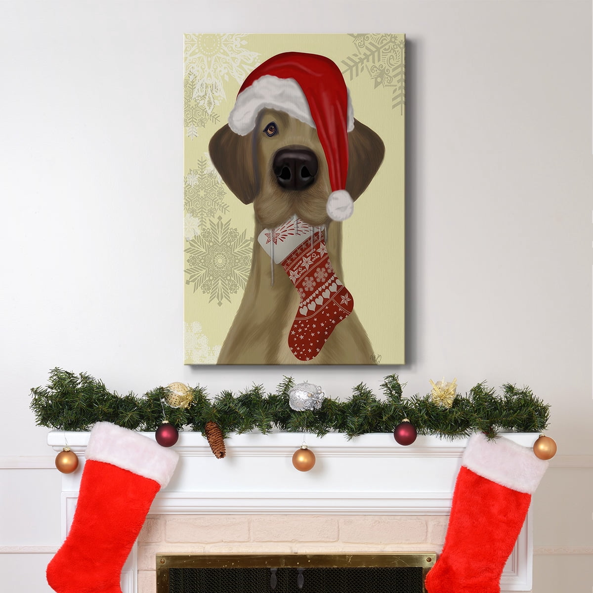 Christmas Drooly Christmas Dane- Gallery Wrapped Canvas