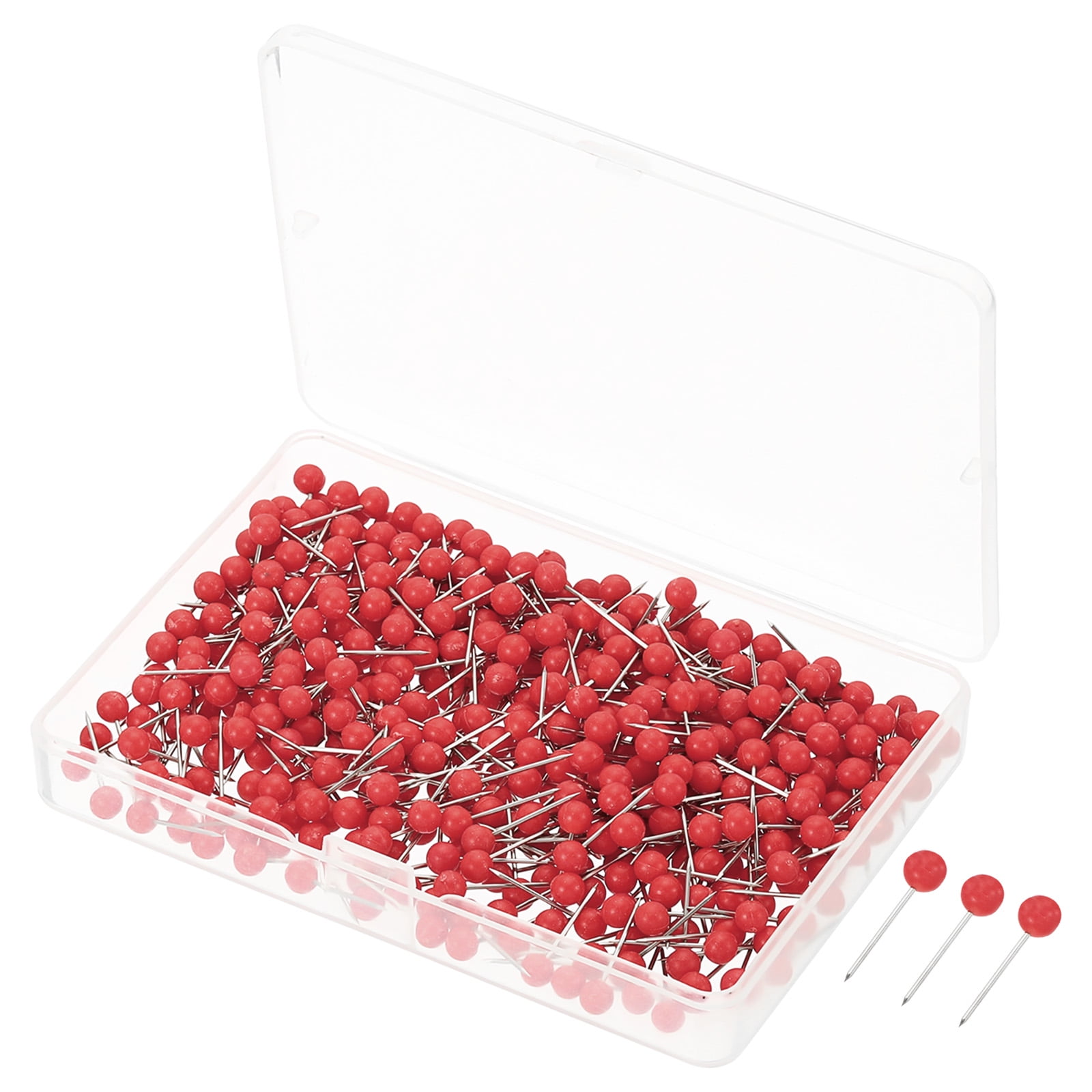 Uxcell Push Pins Plastic Round Head Map Tacks Thumb Steel Point, Red