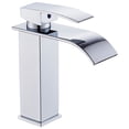 thumbnail image 3 of Grifo de cascada para lavabo, boca ancha, acero inoxidable, tratamiento de espejo, codo cuadrado debajo del mostrador, grifo para lavabo de encimera., 3 of 3