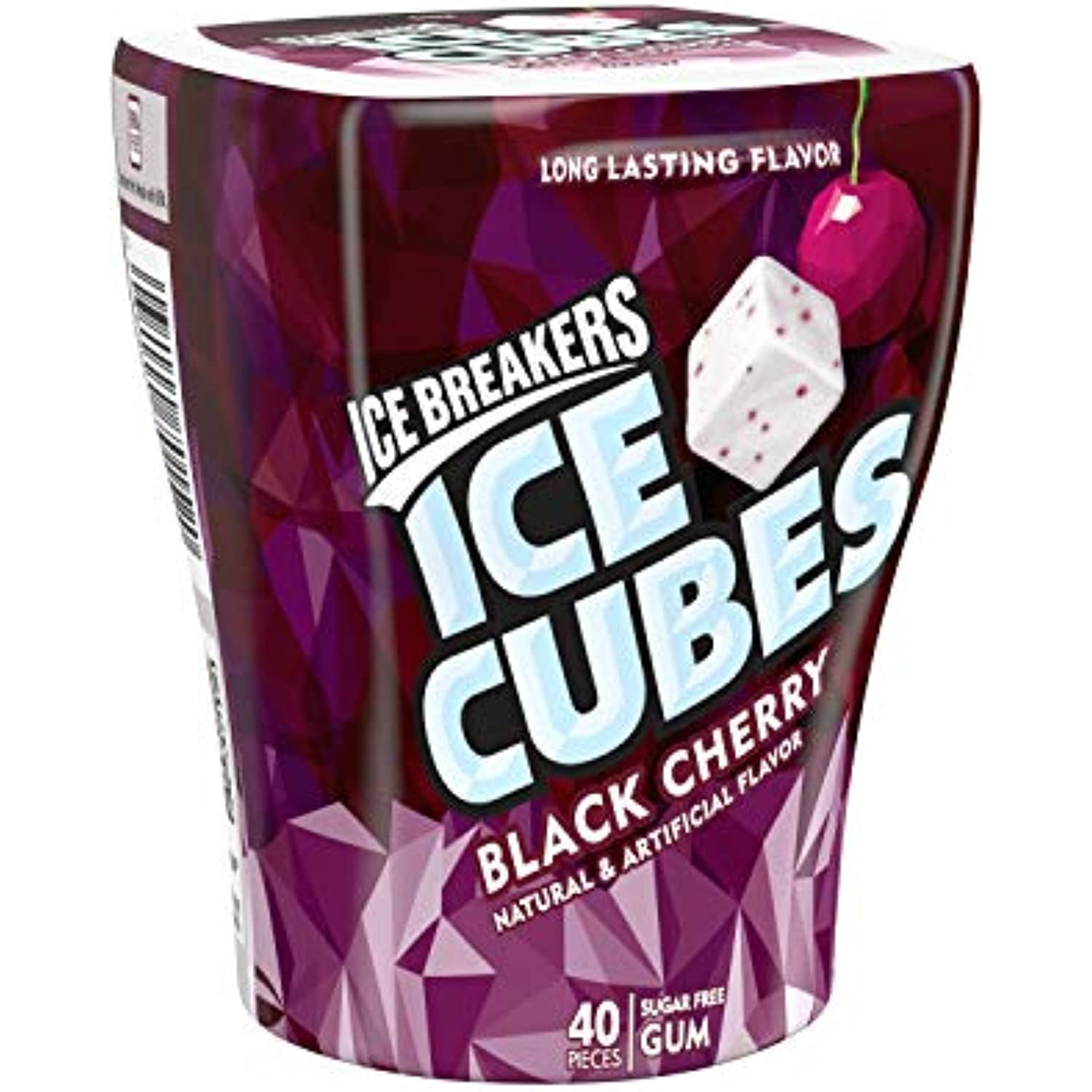 Ice Breakers Ice Cubes Black Cherry Flavored Sugar Free Chewing Gum, Made With Xylitol, 3.24 Oz Bottles (6 Count, 40 Pieces)