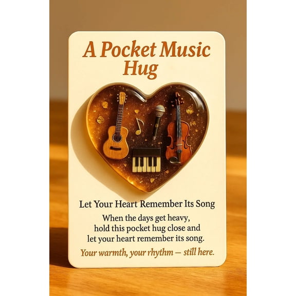 Pocket Heart Resin Charm Keychain for Music Lovers, Personalized Hobby Keepsake with Miniature Guitar, Inspirational Gift for Friends, Family, Musicians, Bookworms, Movie Fans