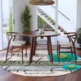 thumbnail image 4 of Teal Floral Large Area Rugs for Bedroom Living Room, Soft Non Slip Carpet Bedside Rug, Farmhouse Green White Blue Wooden Round Floor Cover Kitchen Accent Rug 5' for Dining Room/Office, 4 of 9